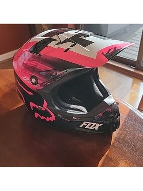 Fox Black & Hot Pink Full-Face Dirt Bike Helmet
